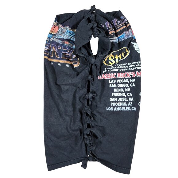 Journey 2003 Tour Custom Modified Knotted Black T-Shirt Styx REO Speed Wagon - Picture 6 of 8